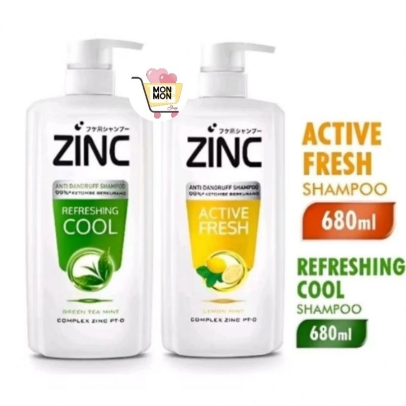 ZINC SHAMPOO ANTI KETOMBE 680 ML / ZINC SHAMPOO REFRESHING COOL GREEN TEA 680 ML / ZINC SHAMPOO ACTI