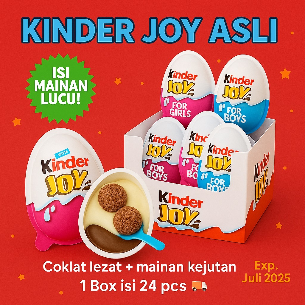

Kinder Joy 1 Box Isi 24pcs – Coklat Mainan Anak HALAL – Exp 07/2025 – Original