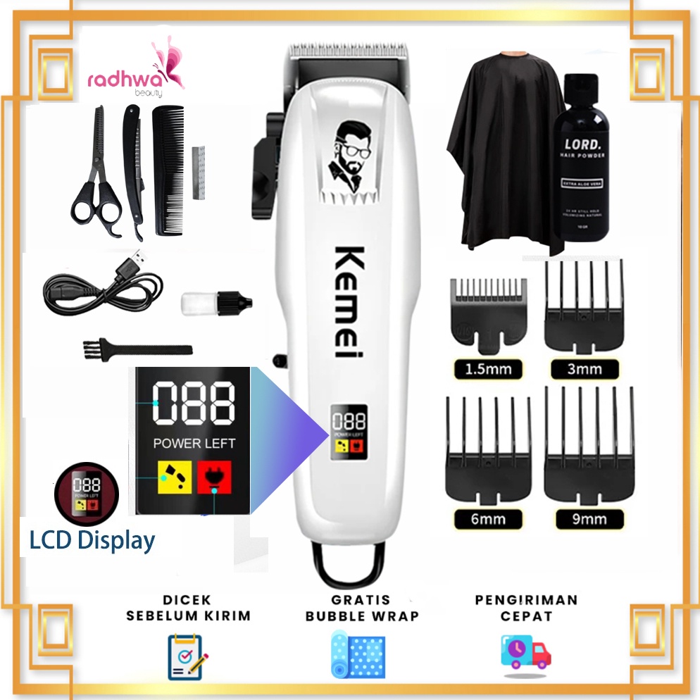 55TERBAIK Alat Mesin Cukur Rambut Elektrik Cas Kemei Original Pencukur Pangkas Potong Rambut Hair Cl