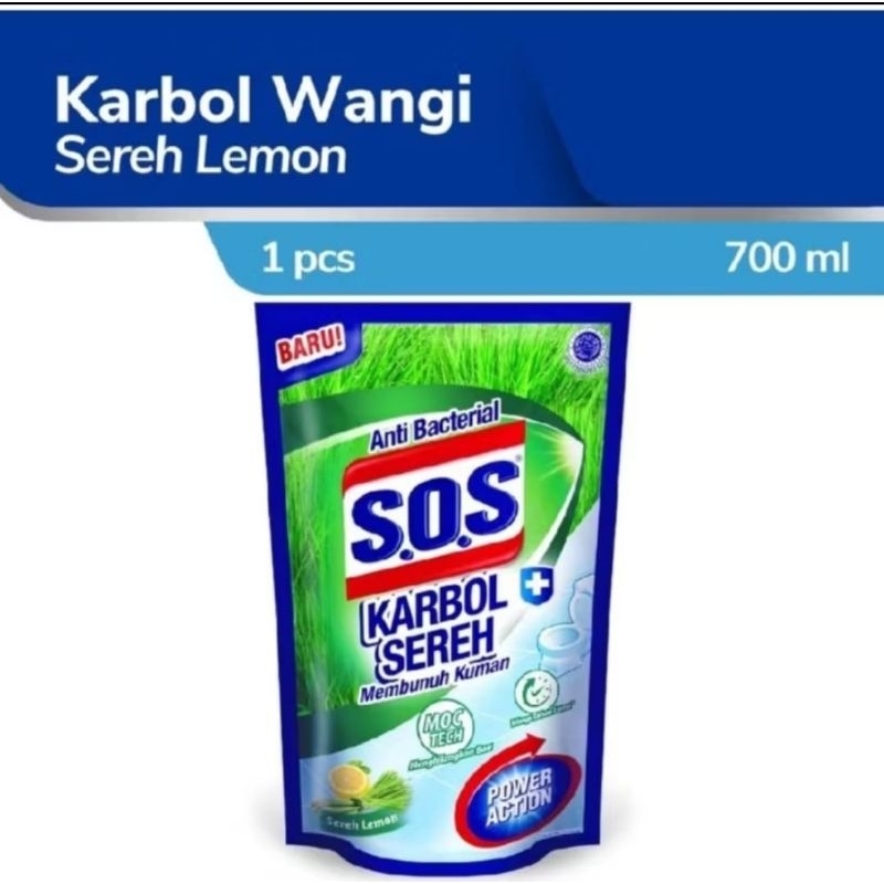 SOS Karbol Sereh Lemon Refill 700 ml