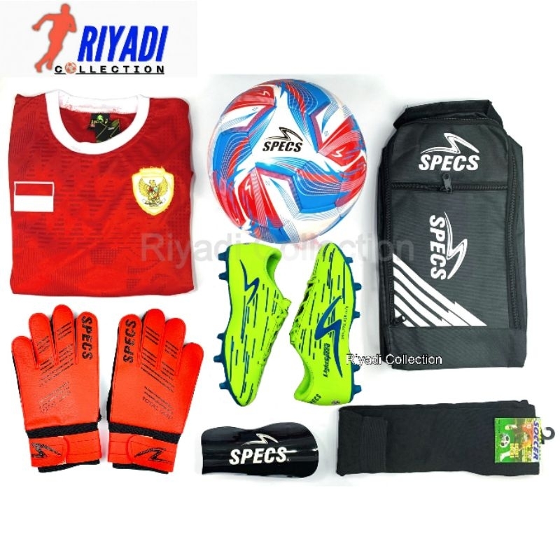 Sepatu Bola Anak Paket Komplit 7  (Kaos kaki, Deker, Tas, Jersey, Bola, Sarung Kiper) Usia SD-SMP