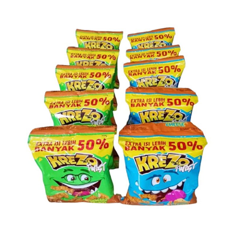 

Krezo Twist Extra 50% Renceng (Isi 10sachet @13gr + 6,5gr) 2000 Cheese Keju / Roasted Corn Jagung Bakar