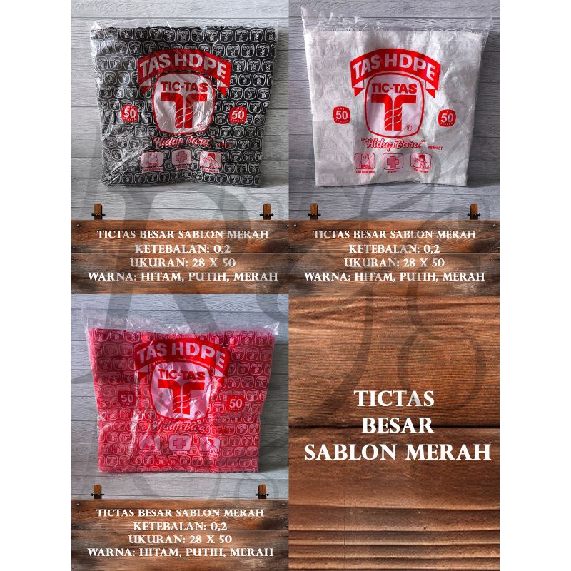 plastik kresek tictas besar tebal sampul merah 02x28x50 02 x 28 x 50 kantongan kantong tas sablon ti
