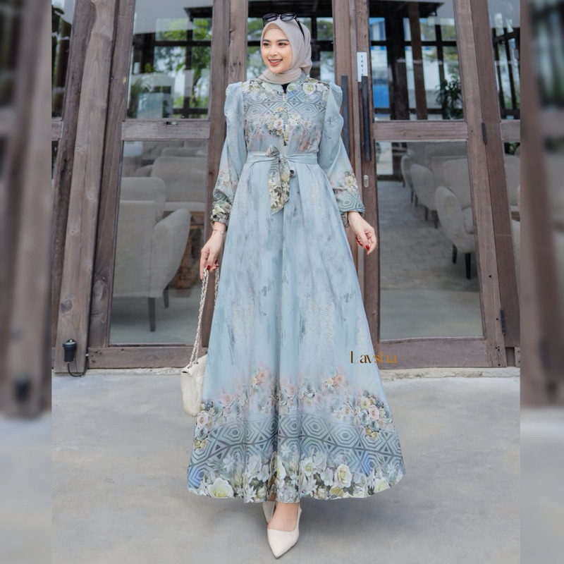 Sifana Dress Gamis Wanita Muslim Dress Lebaran Cantik Motif Bunga