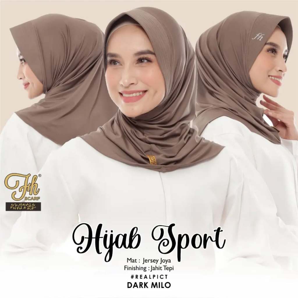 Hijab Sport Pendek Bergo Hamidah Kerudung Sporty Jersey Premium Hijab Instan Ukuran S Jilbab Olahrag