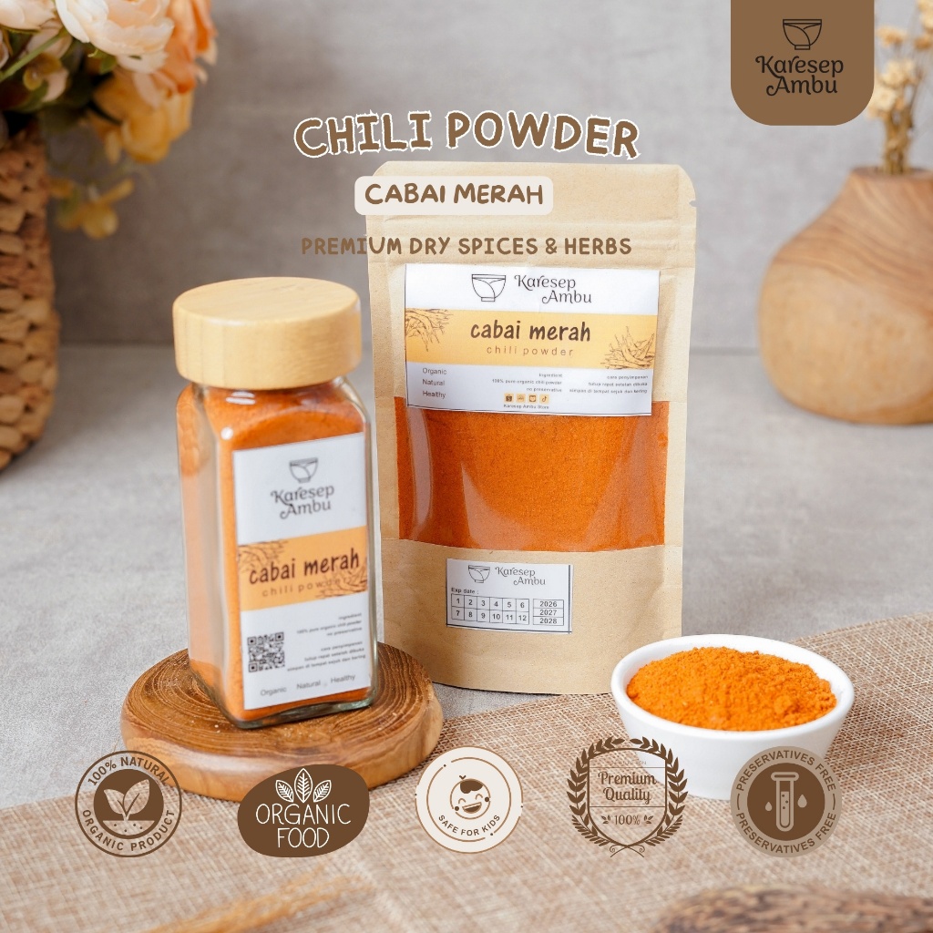 

Cabai Merah / Cabe Bubuk / Chili Powder - Bumbu Dapur Rempah Asli Murni Organik Dry Spices by Karesep Ambu