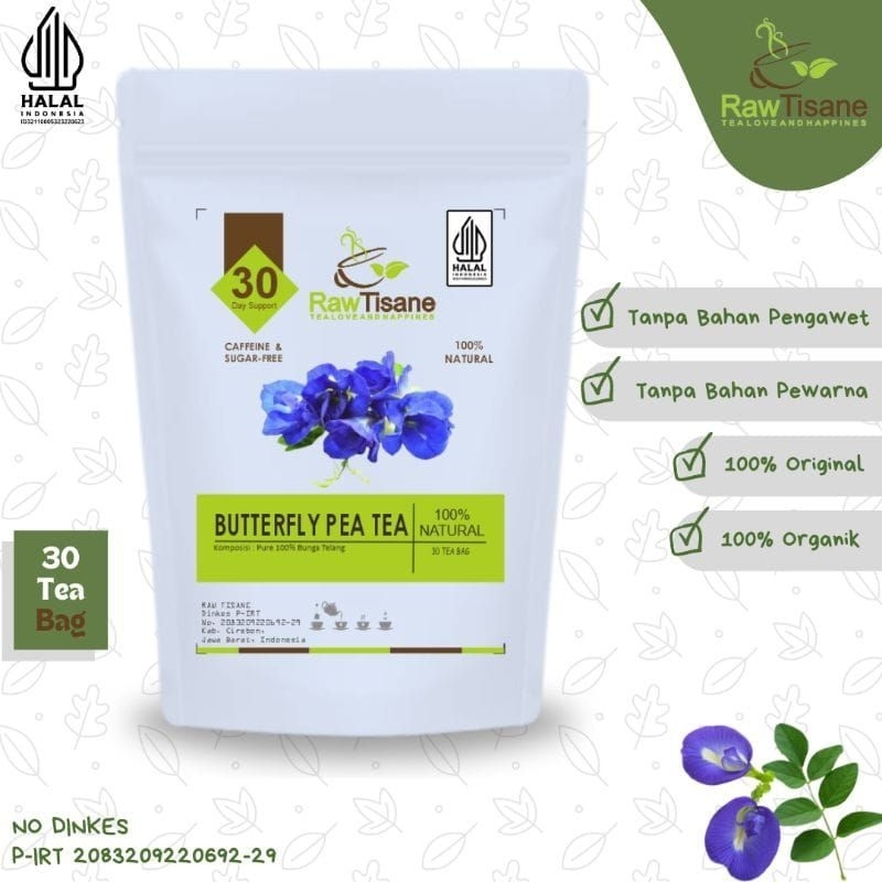 

Butterfly Pea Tea / Blue Butterfly Pea Flower Tea / Teh Celup bunga Telang / isi 30 Tea Bag