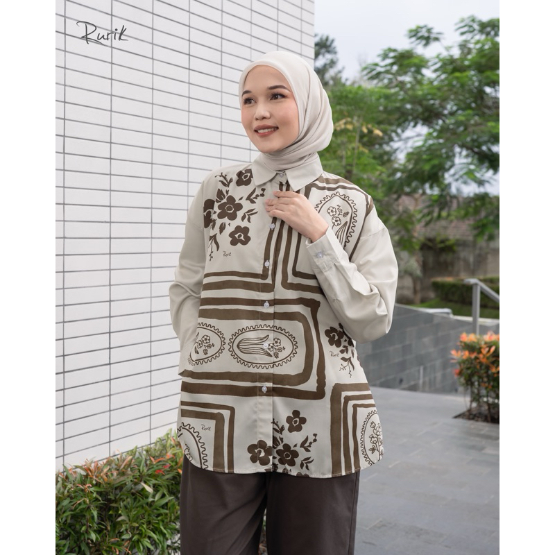 Rurik Kemeja Oversize Wanita Elvara Print Shirt