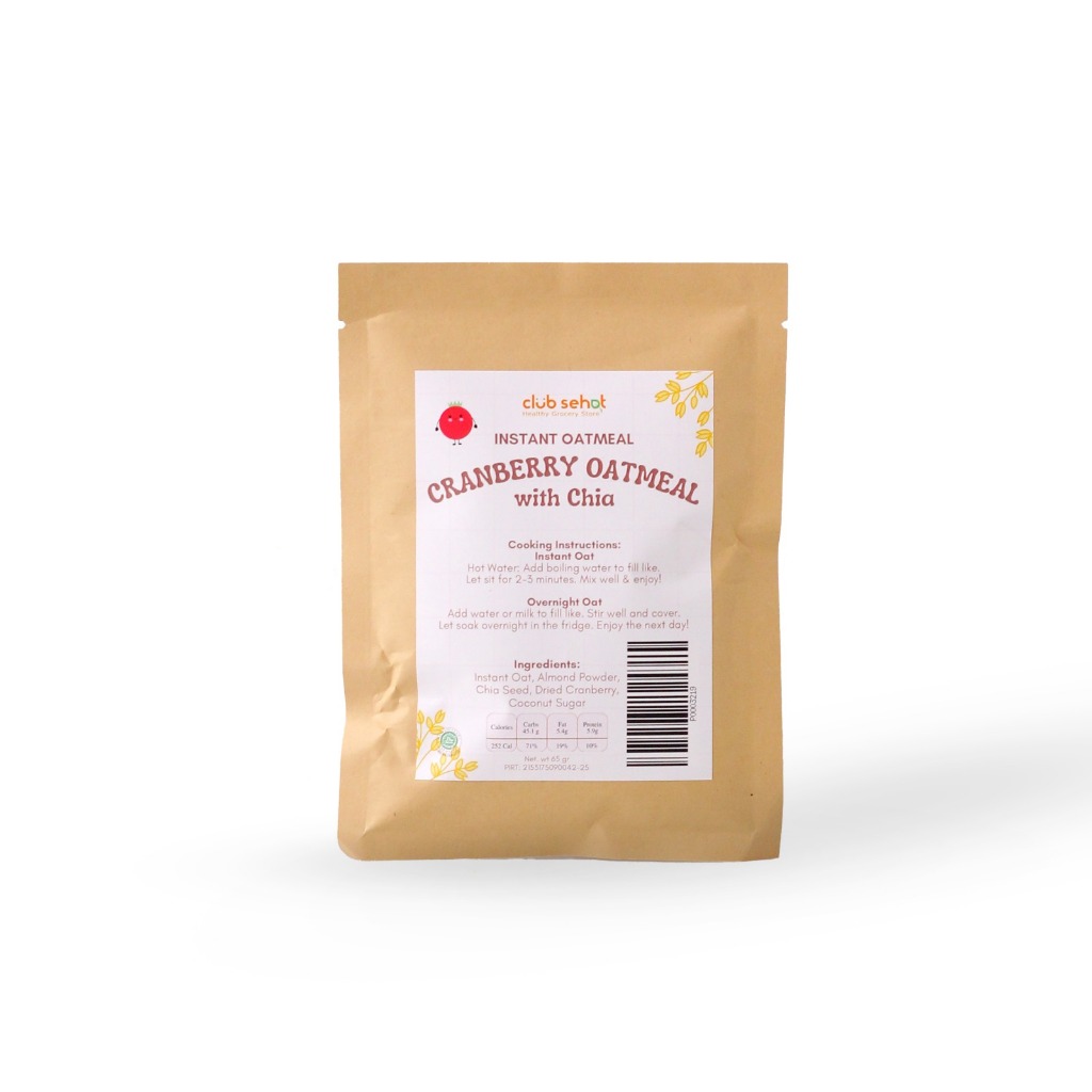 

Club Sehat - Instant Oatmeal Sachet Cranberry Oatmeal with Chia 65Gr