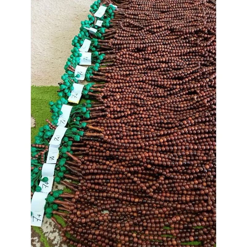 PAKET GROSIR 10PCS TASBIH KAUKAH UKURAN 7.5 MOTIF BULAT RUMBAI HIJAU