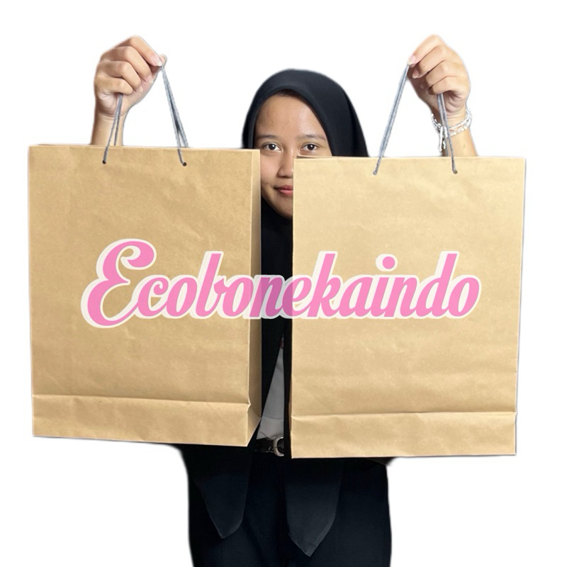 

Tas kado paperbag polos kertas tegak berdiri paper bag 40 cm x 30 cm x 12 cm paper bag kado Ecobonekaindo
