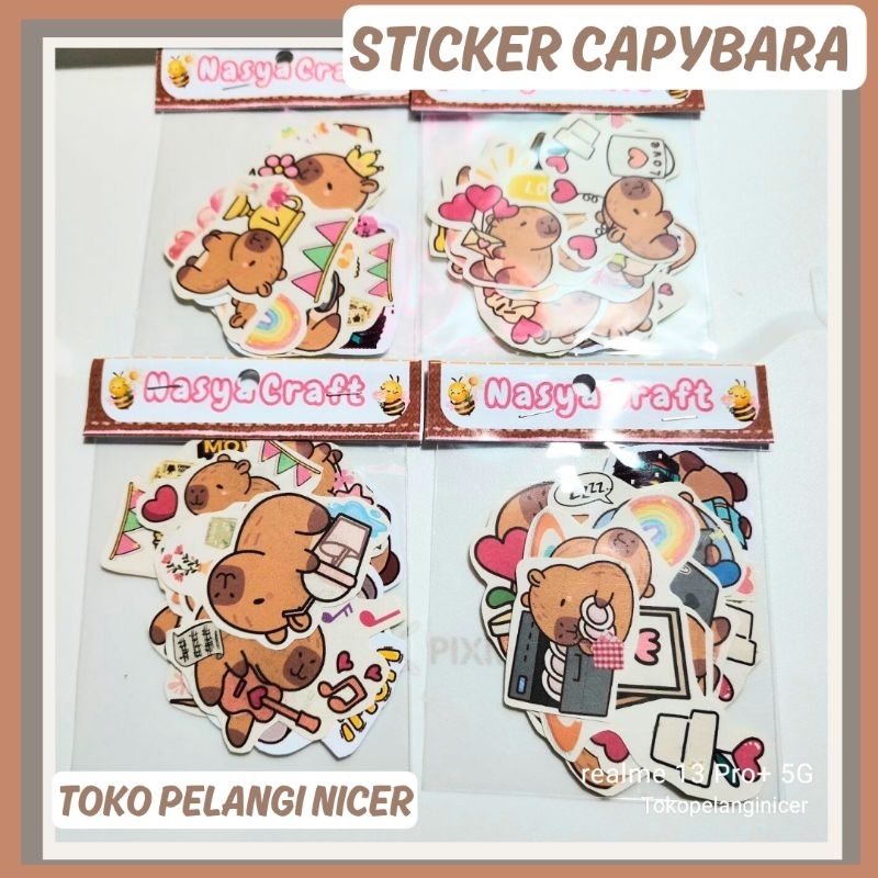 

Sticker Lucu Karakter Capybara Stiker Kertas Tempel Kartun Label Kertas Lucu