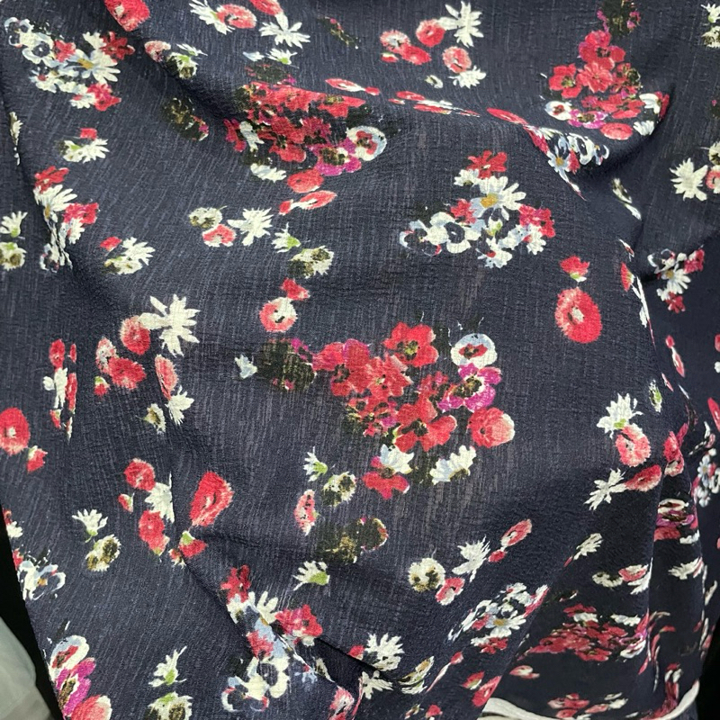 kain spandek crinkle motif bunga premium - kain spandek street - kain kaos spandek bc