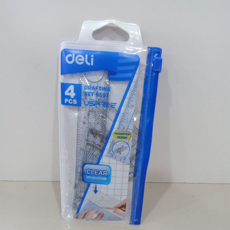 

Drafting set 4pc Ruler set squares Procractor E9597