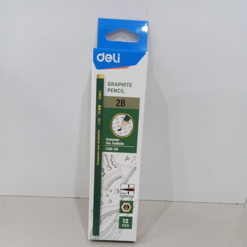 

Deli Grafhite pencil / pensil kayu 2B Isi 12pc EC88