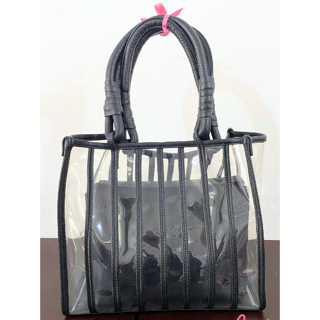 [PRELOVED] Black Faux Leather with PVC Tote Bag