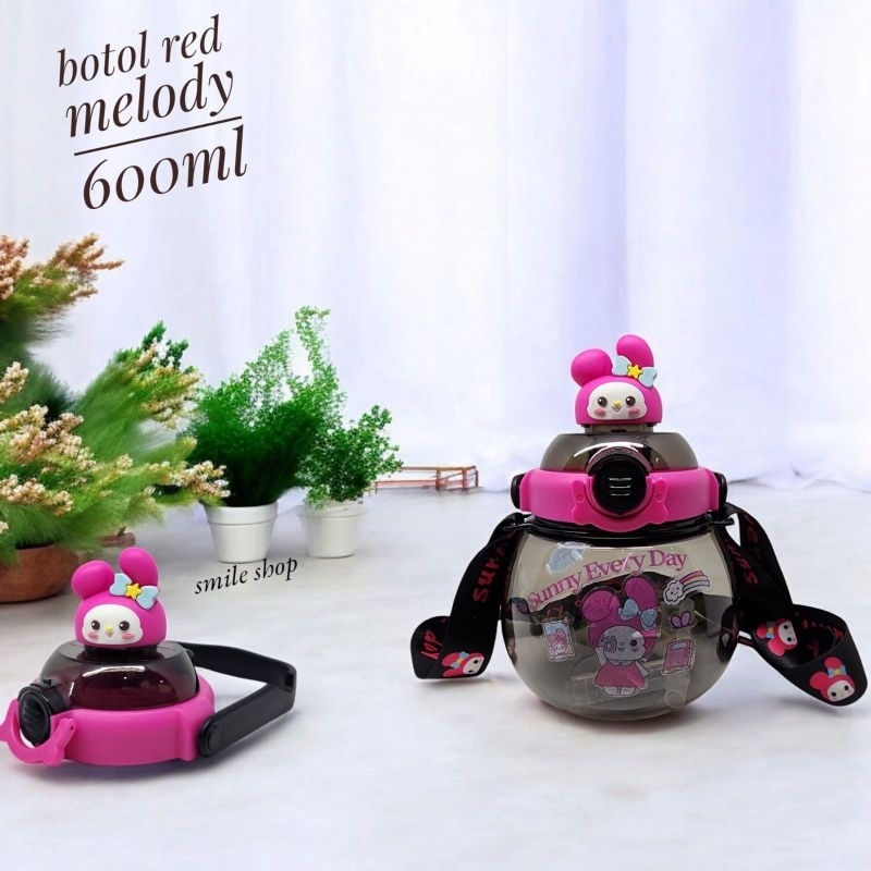 BOTOL MINUM ANAK LABUBU + TALI SLEMPANG ,STIKER 2D MOTIF LUCU 600ML +EXTRA PACKING BUBBLE/KARDUS