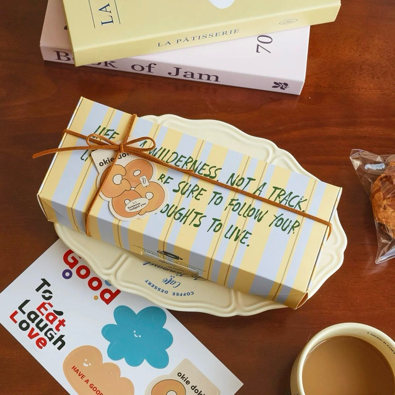 Box Scone Cookies Warna Pastel Persegi Panjang Donat Packaging Pesta Anak Donut Kotak Roti Kukis Bis
