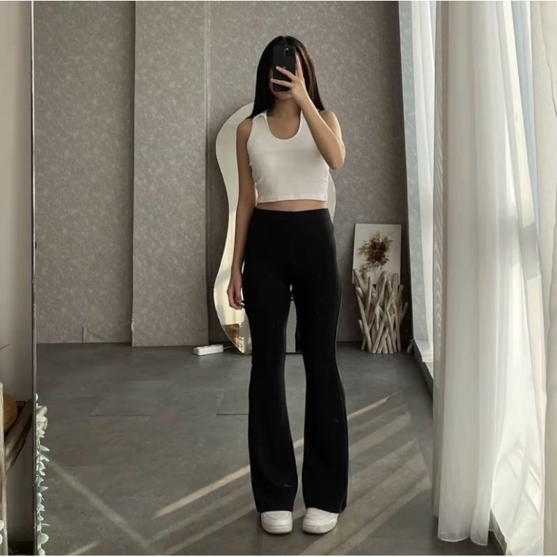 Flare Pants Highwaist Cutbray - Celana Panjang Wanita - Highwaist Cutbray Pinggang Karet Premium