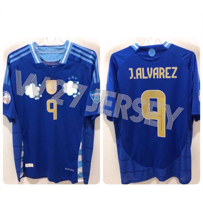 JERSEY PLAYER ISSUE - ARGENTINA AWAY name player J.Alvarez + Patch