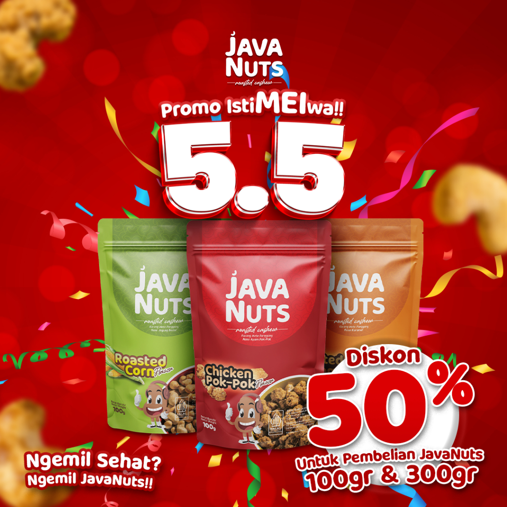 

Cemilan Kacang Mete Panggang Roasted Cashew 100 gr - JavaNuts All Varian 3 Pcs