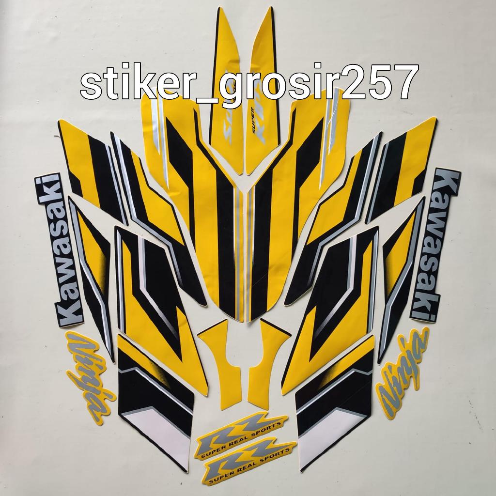 STIKER STRIPING LES LIST BODY MOTOR KAWASAKI NINJA RR NEW 2015 HITAM KUNING