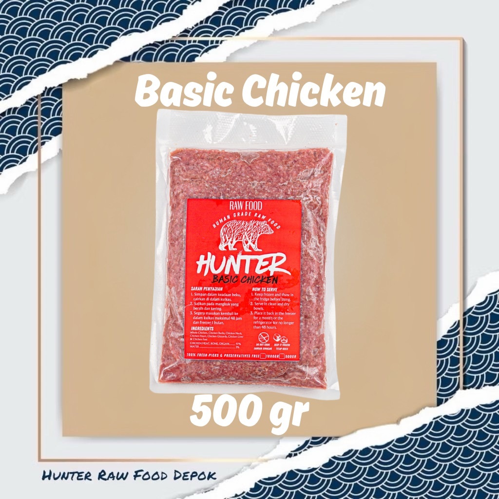 DAGING AYAM GILING (RAW FOOD) 500 gr - BASIC CHICKEN [ HUNTER RAW FOOD ] | Makanan Kucing | Makanan 