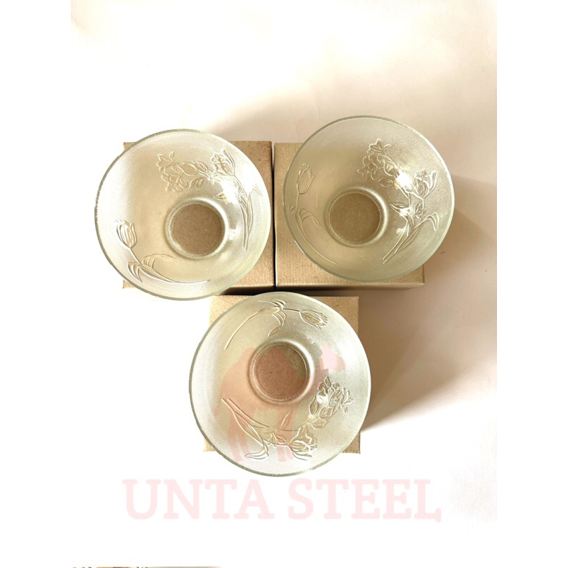 MANGKUK KACA BENING MOTIF BUNGA MANGKOK SOUVENIR FREE KARDUS