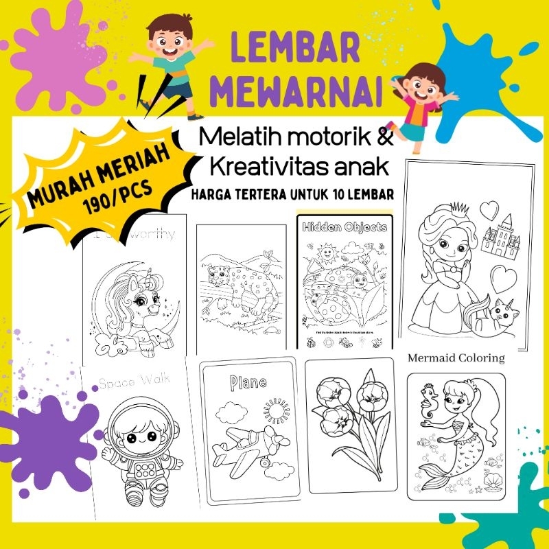 

Lembar mewarnai murah isi 10 lembar