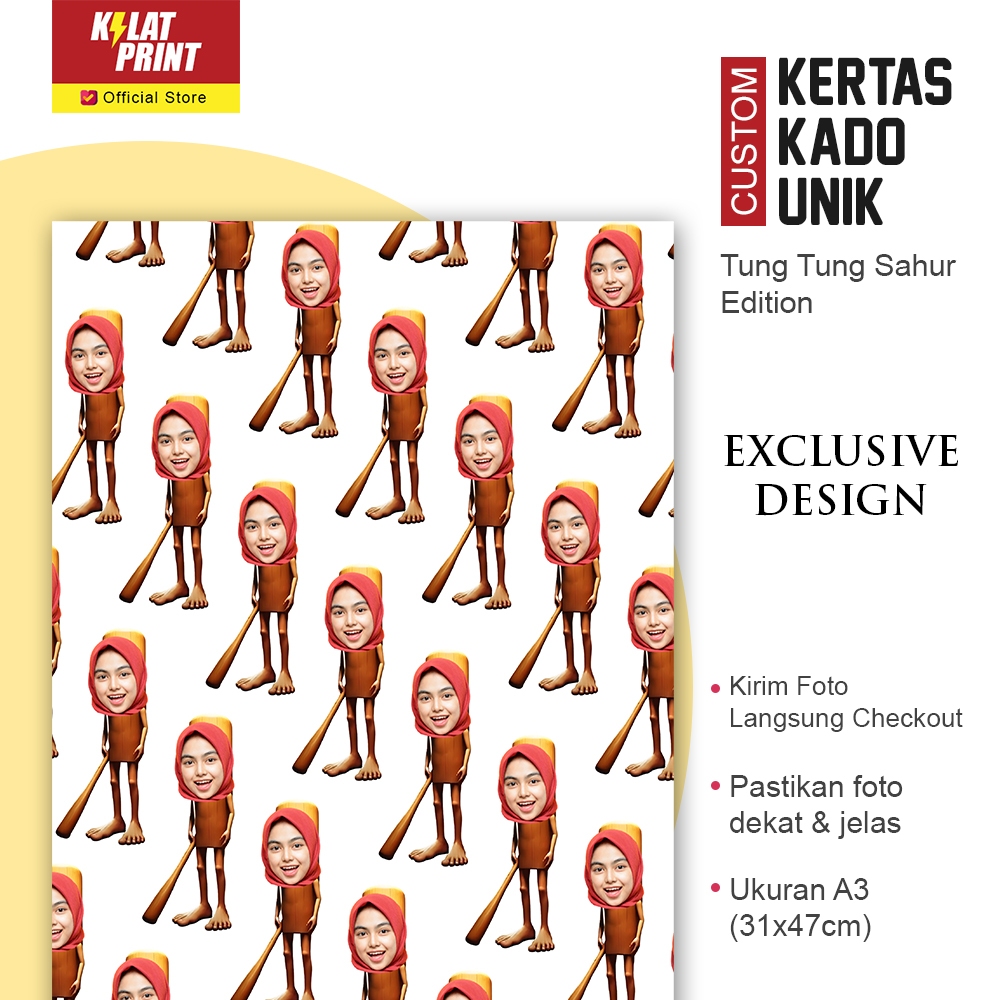 

Custom Kertas Kado Muka Kado Ulang Tahun Unik Tung Tung Sahur Edition