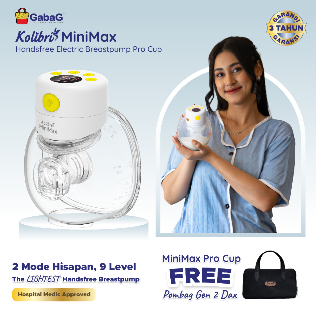 Gabag - POMPA ASI GABAG Handsfree Breastpump - Kolibri Minimax Pro Cup | Hospital Grade | Garansi 3 