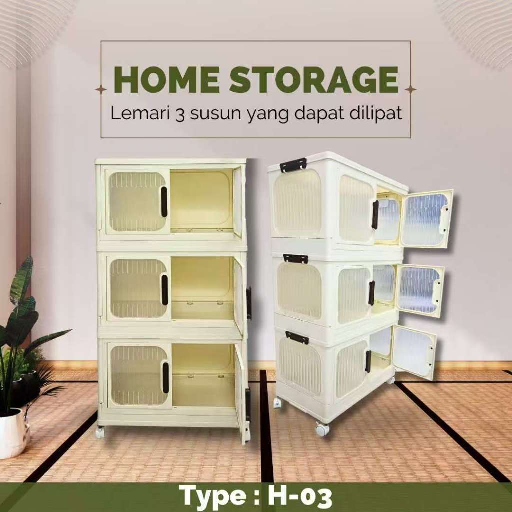 Lemari Plastik Lipat Lemari Pakaian Plastik Kotak Penyimpanan Lipat Serbaguna