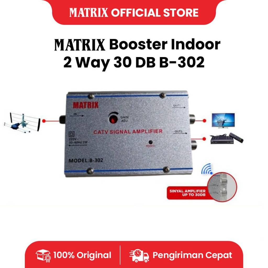 NEW MATRIX - BOOSTER INDOOR B-302 PENGUAT SINYAL TV 2 WAY