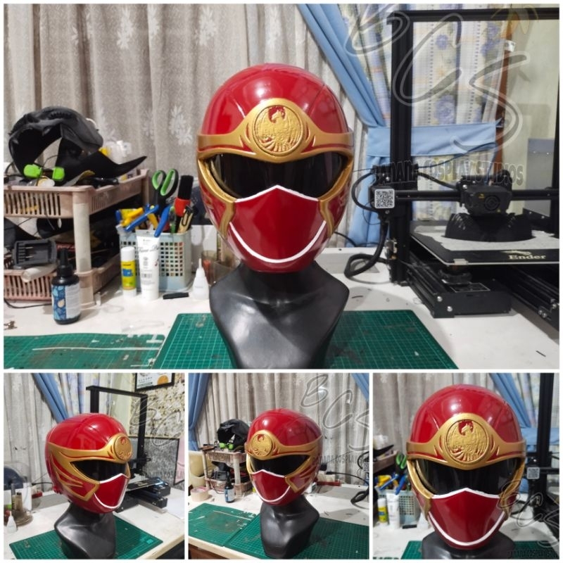 Helm Power Ranger Ninja Storm merah / Helm Hurricane Red ( 3D Print )