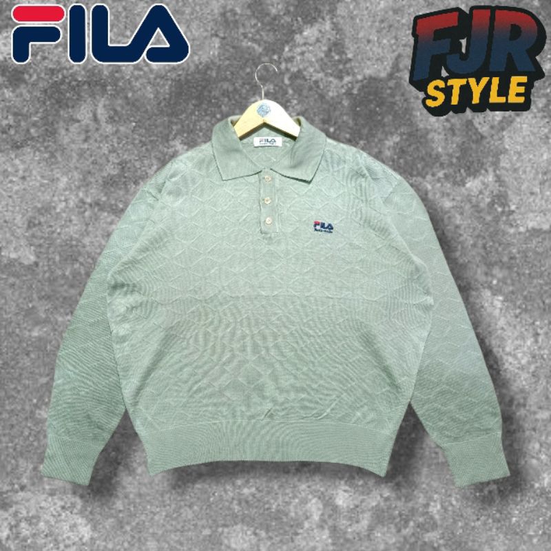 Fila Vintage Long Sleeve Knit Polo Shirt Original