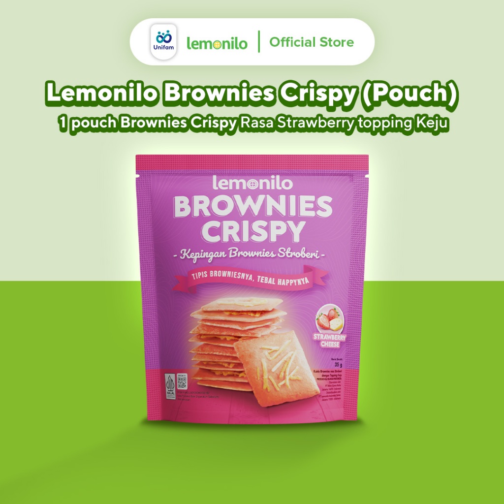 Lemonilo Brownies Crispy Strawberry - Brownis Kering 35 Gram