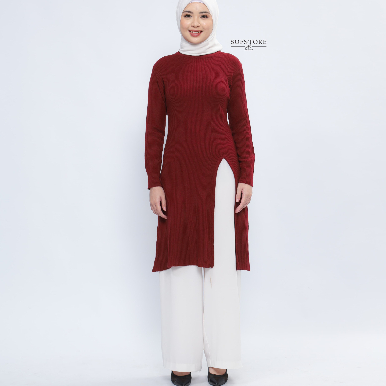 SYAMILA Tunik Knit Atasan Tunik Rajut Premium Dress Rajut Panjang