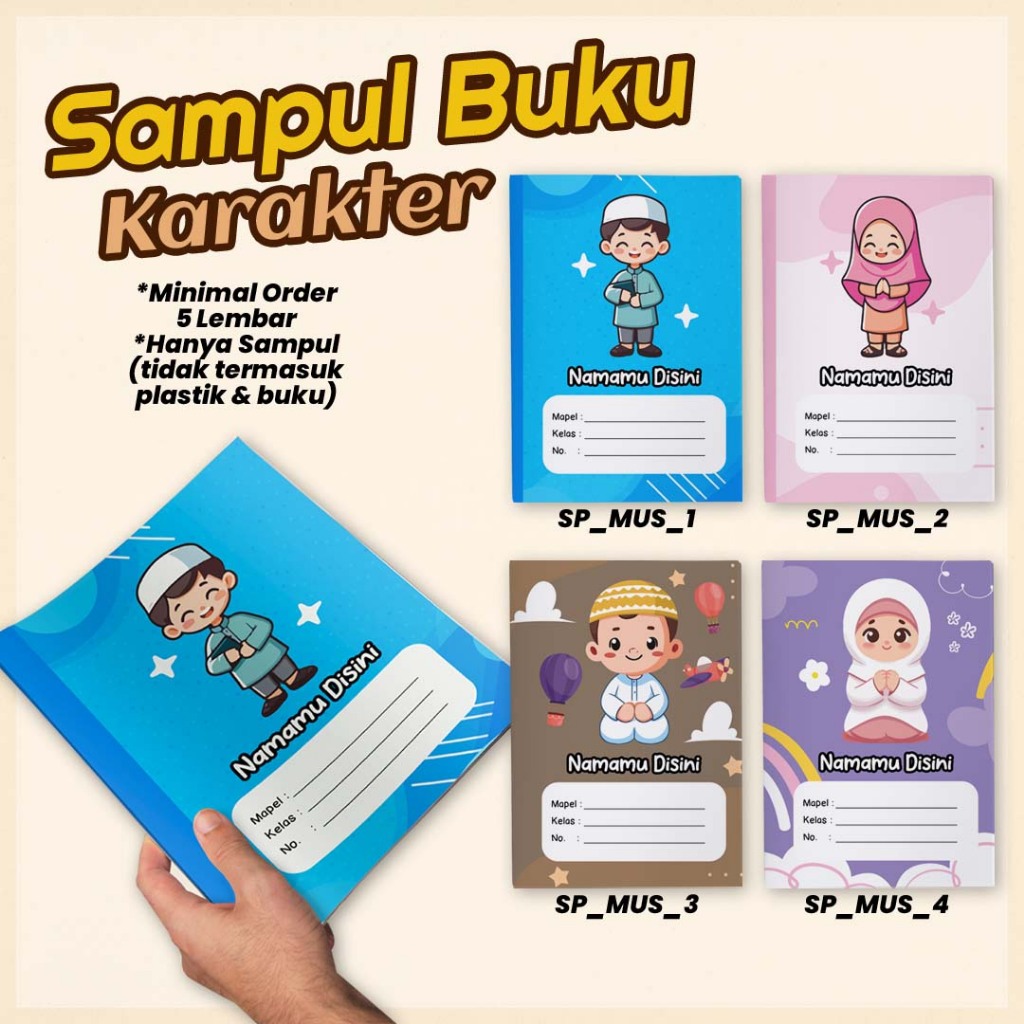 

Custom Sampul Buku Desain Karakter ANAK SEKOLAH MUSLIM - Custom Nama - Karakter Anak Sekolah Muslim