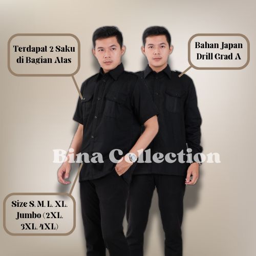 Baju Dinas Hitam Pns Pria Baju Pdh Hitam Seragam Pns Hitam Baju Pns PDH pria Hitam panjang/pendek