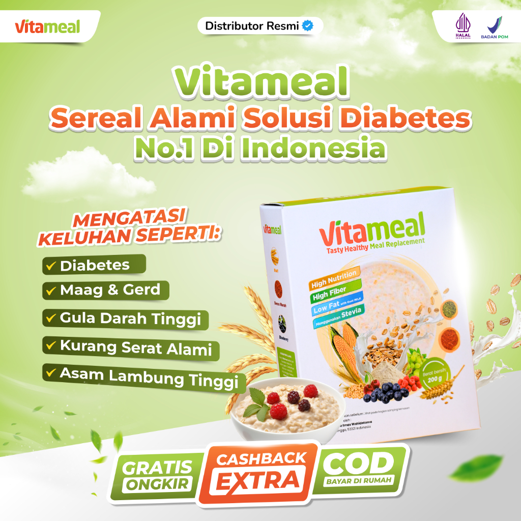 

[GROSIR MAKIN HEMAT!!!] VITAMEAL - Sereal Sarapan Sehat Harian Terbukti Ampuh Atasi Diabetes