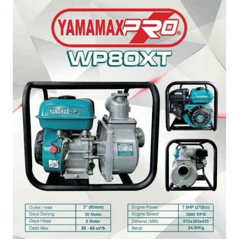 YAMAMAX PRO WP80XT Pompa Air Sawah Alkon 3 Inch /Pompa Irigasi/Pompa Air Bensin Sawah Alkon