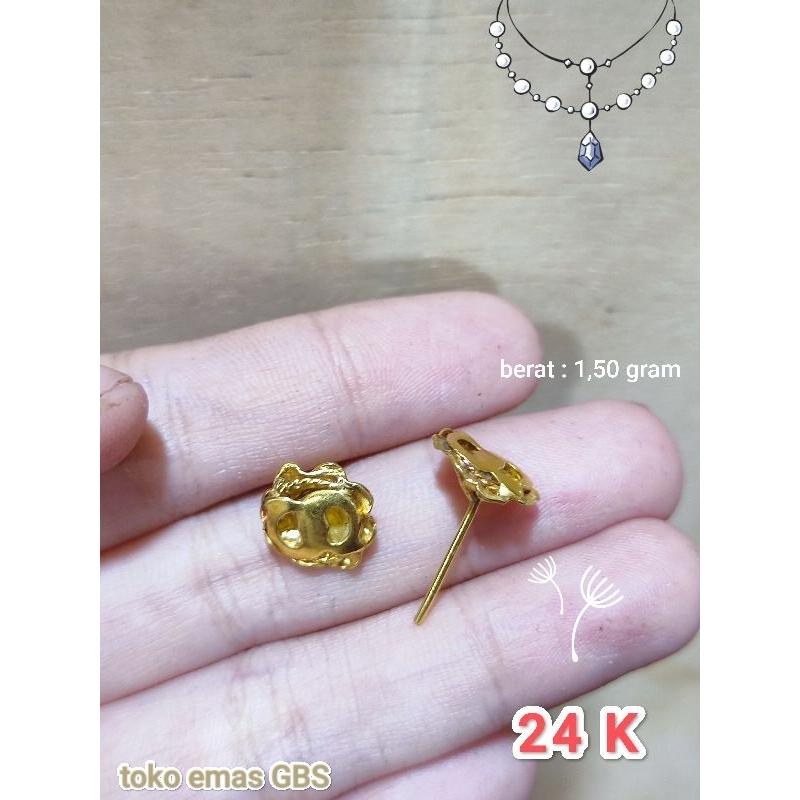 Anting Anting / Kerabu Emas tusuk Bunga 80%