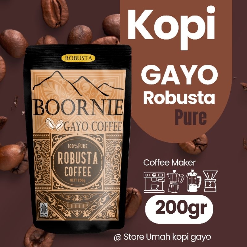 

Kopi Gayo Robusta 200gr base Espresso Kopi Tubruk Kopi Tiam Drip Coffe V60 Coffee Press