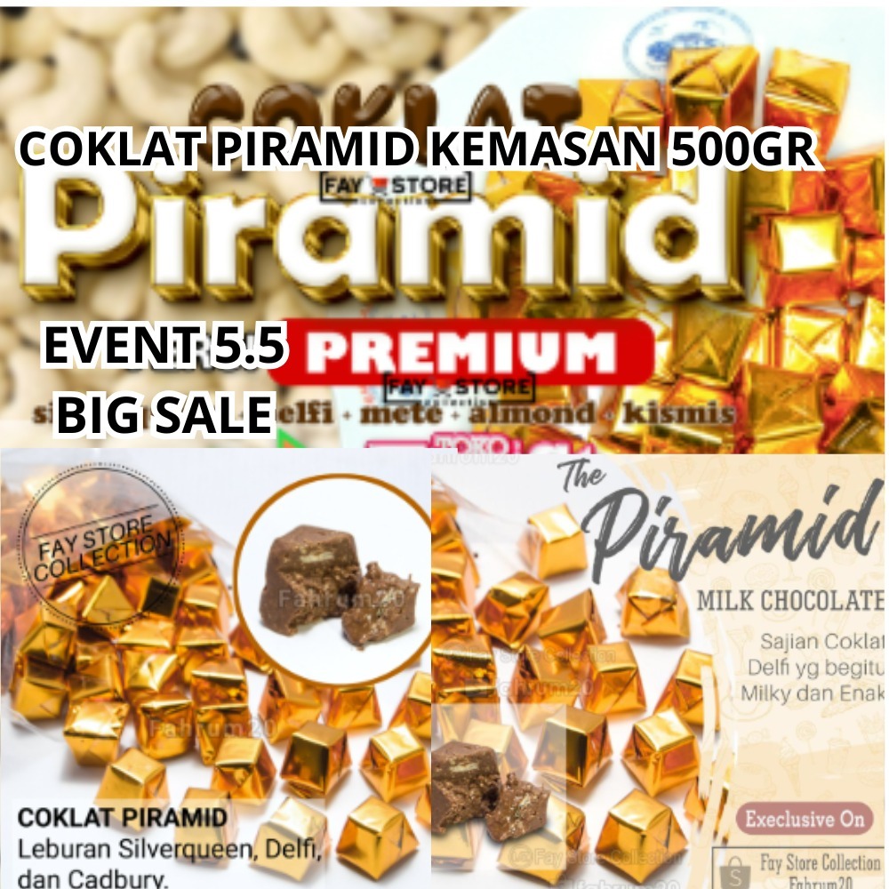 

COKLAT PIRAMID 500g isi 70pcs leburan silverqueen mix coklat milk isi kacang mede