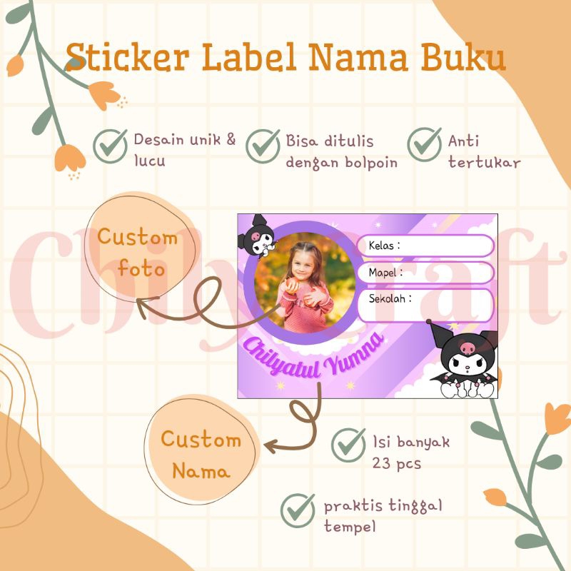 

Sticker Label Nama Buku Custom Foto dan Nama
