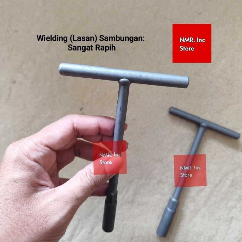 Kunci T Mini Pendek CR-V 8 10 mm T8 T10, Phosphating Dark Grey (Abu Tua) Socket Shock Chrome