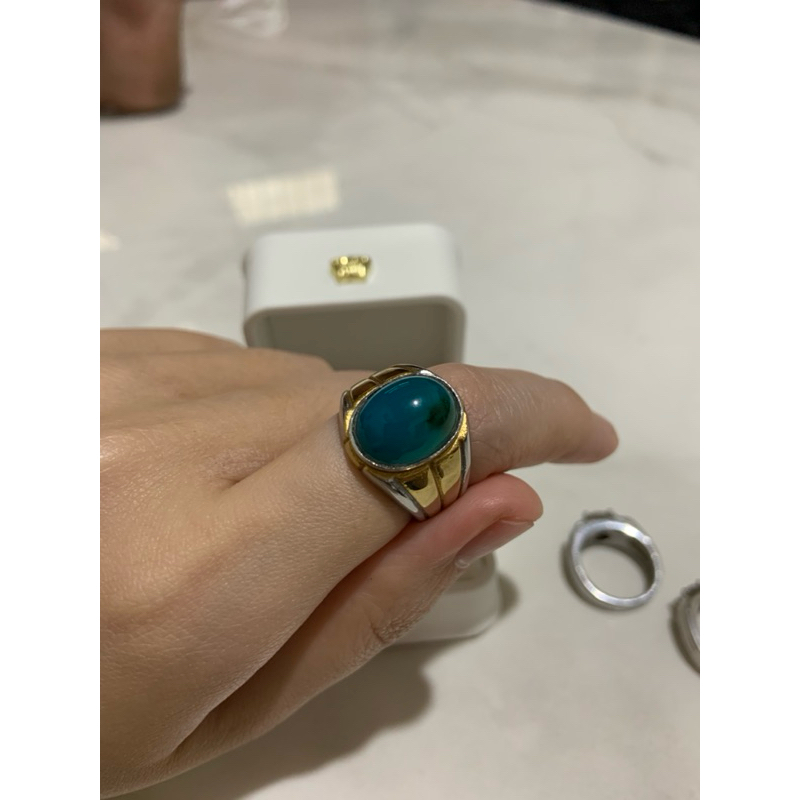 Cincin Pria Laki Laki Original Batu Bacan Palamea Asli Ring size 8