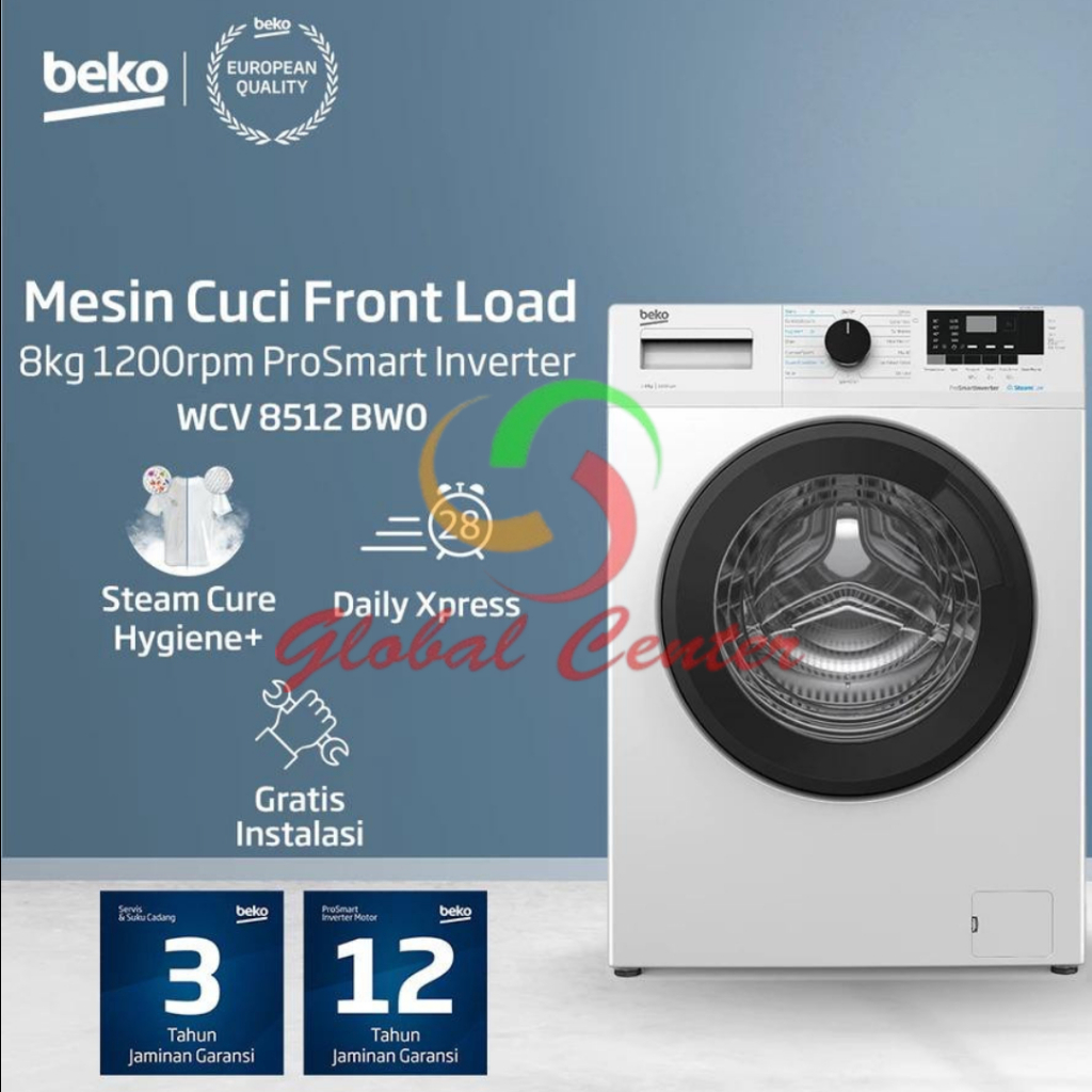 Beko Mesin Cuci-Front Load WCV8512BW0 8kg - GARANSI RESMI