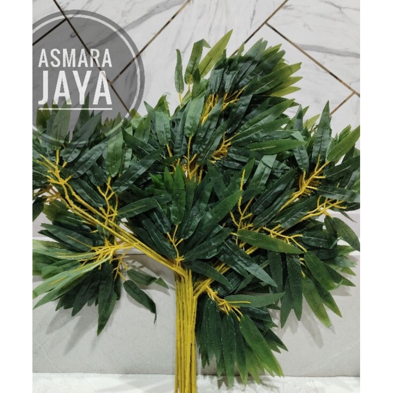 Daun Bambu Kuning Artifisial, Daun Bambu Dekorasi, Daun Dekorasi Pelaminan, Daun Dekorasi Pernikahan
