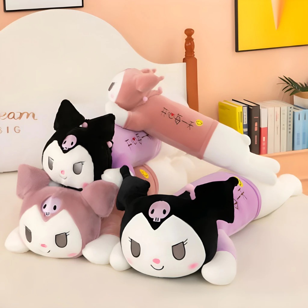 Guling Boneka Kuromi Lying Long XL – Plush Toy Kawaii Warna Ungu Hitam